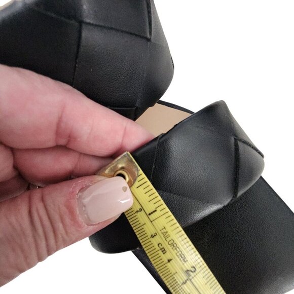 Soda Black Woven Heeled Mules For Women Size 9  Square Toe Block Heel - Picture 15 of 15